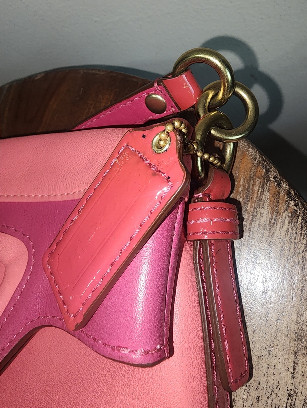 Vintage Coach Y2K Bonnie Cashin Pink Colorblock Leather Crossbody Foldover 13388 - Picture 4 of 17